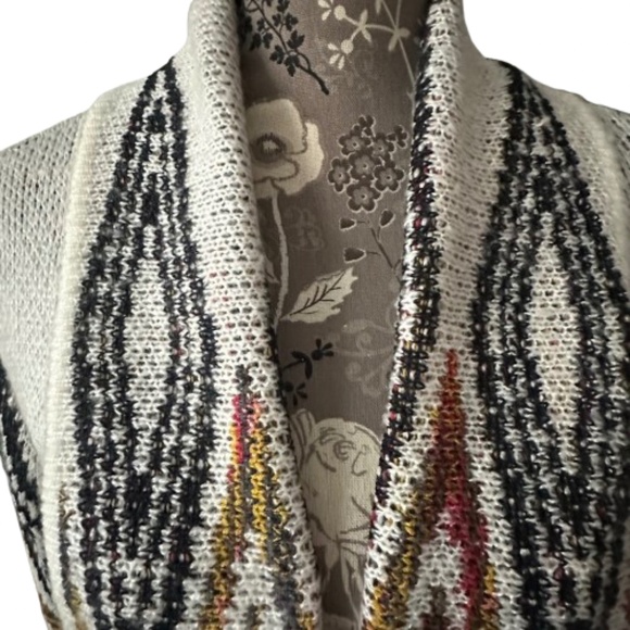 Woven Heart Women's L Tan & Brown Sleeved Boho Open Front Knit Cardigan Sweater - Picture 2 of 15